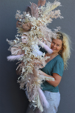 Boho House Beige, girlanda ze sztucznych roślin, dł.130cm 