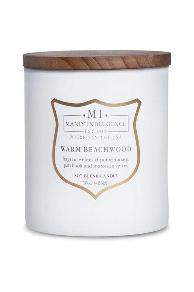 Warm Beachwood, sojowa świeca zapachowa w słoiku