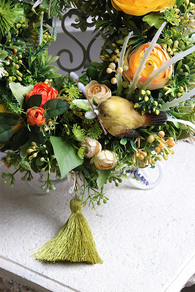 Ptaszek na Drzewie, wianek dekoracyjny z ptaszkiem