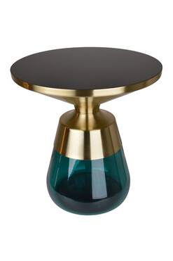 Entre, stolik kawowy ze szklaną podstawą, morski, wym.51.5x50x50cm