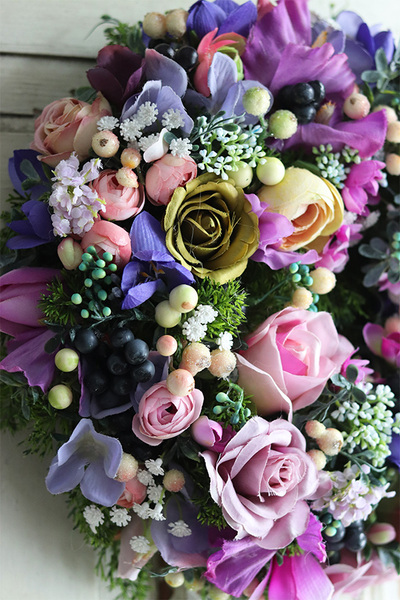 Berona, fioletowy wianek z jagodami, śr.32cm