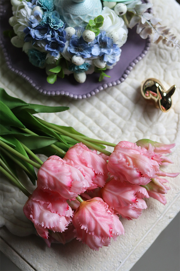 bukiet gumowych tulipanów, Novelty Pink, 5szt. dł.46cm