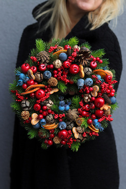 Wigilia Nova, świąteczny wianek z suszem, śr.28cm 