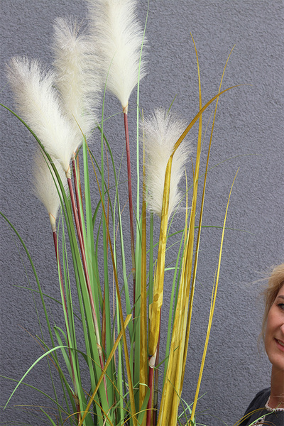 Naturiso Basket, sztuczna trawa pampasowa w koszu, wys.150cm