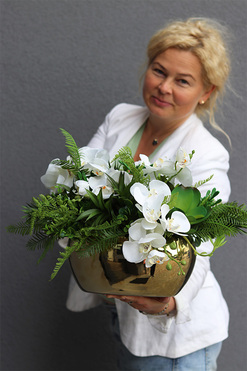 Goldie Greena Dekoriada, kompozycja z sukulentami w donicy glamour, wys.28cm