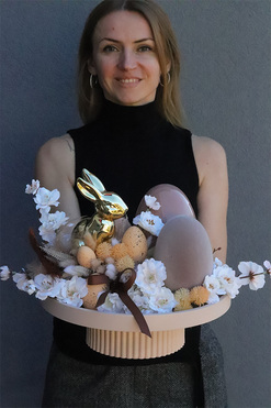 Modern Easteria, stroik wielkanocny na paterze, wym.27x40cm