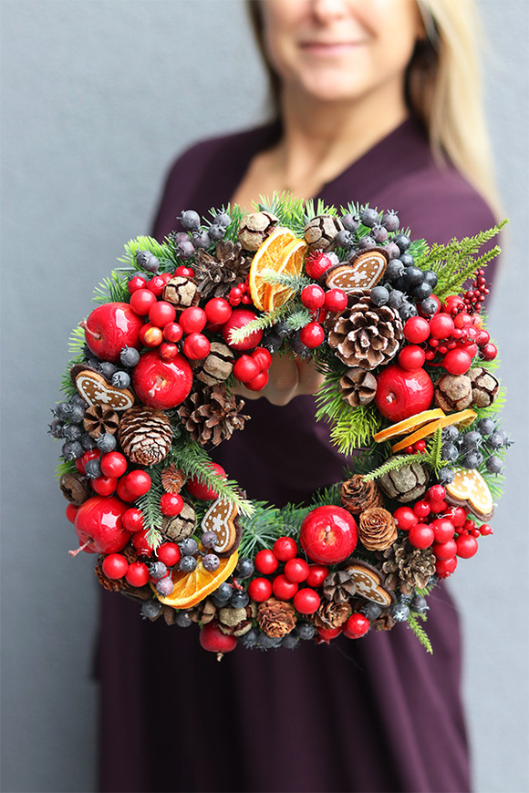 Wigilia Piernikowa 2, świąteczny wianek z suszem