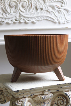 Roma Eco Jumper, osłonka doniczka na nóżkach, brązowa, wym.23x33cm