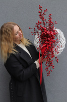 Czerwone Jagody, asymetryczny wianek świąteczny, śr.35cm