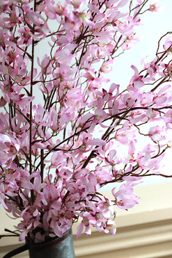 Forsycja Roseum, sztuczny kwiat na gałązce, różowa 6szt, dł.120cm