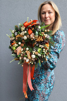 Pomarańczowa Kraina, komplet dekoracji świątecznych, girlanda + wianek