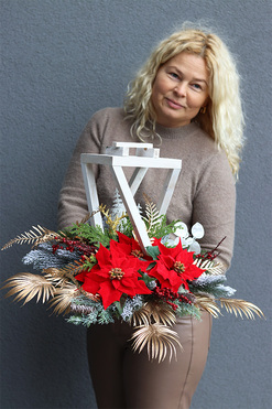 Angelo Floresa Red Winter, drewniany lampion nagrobny, wys.40cm 