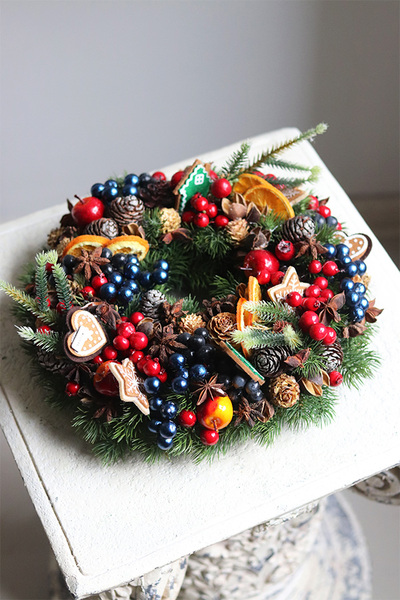 dekoracyjny wianek stroik Wigilia New