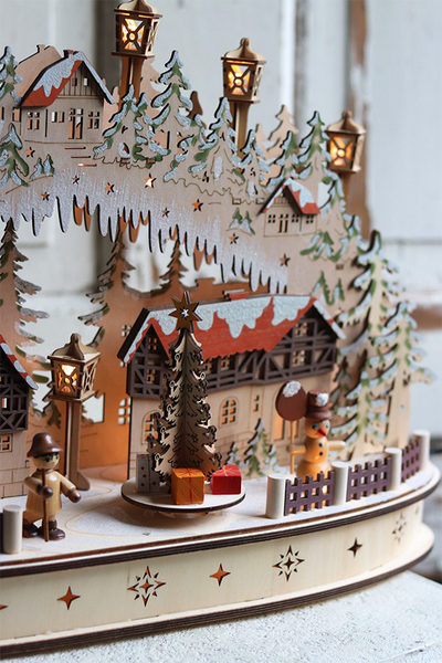 świąteczna scenka drewniana