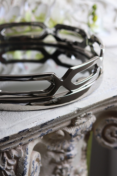 Lux Villa Silver Glamour, okrągła lustrzana taca