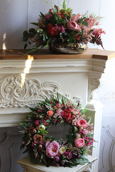 Bretania, komplet dekoracji 2szt, kompozycja & wianek