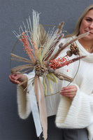 Subtelle Susz Beige, wianek na drzwi na obręczy z suszem