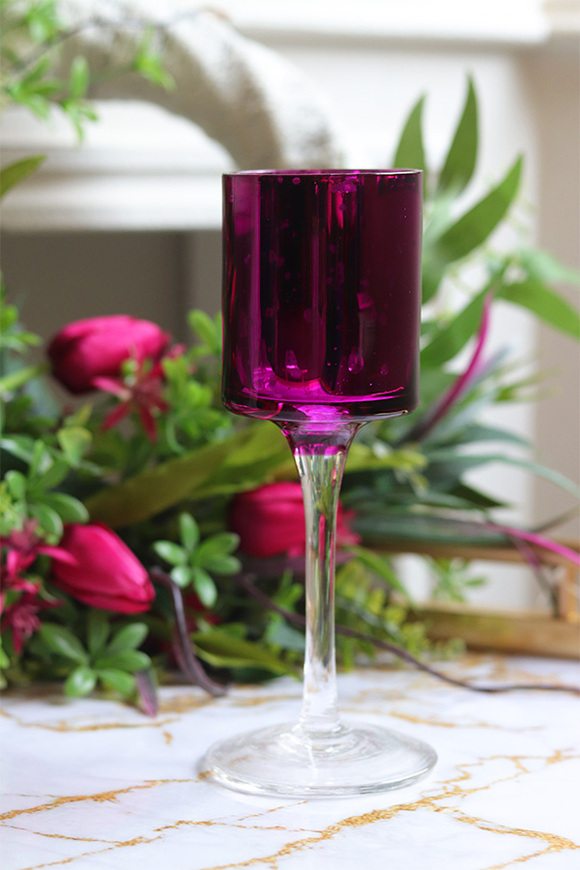 Fuschia Elegance szklany świecznik