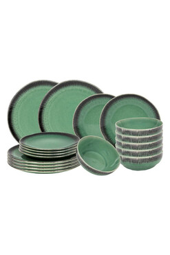 Green Fire, komplet obiadowy dla 6 osób, 18 elementów