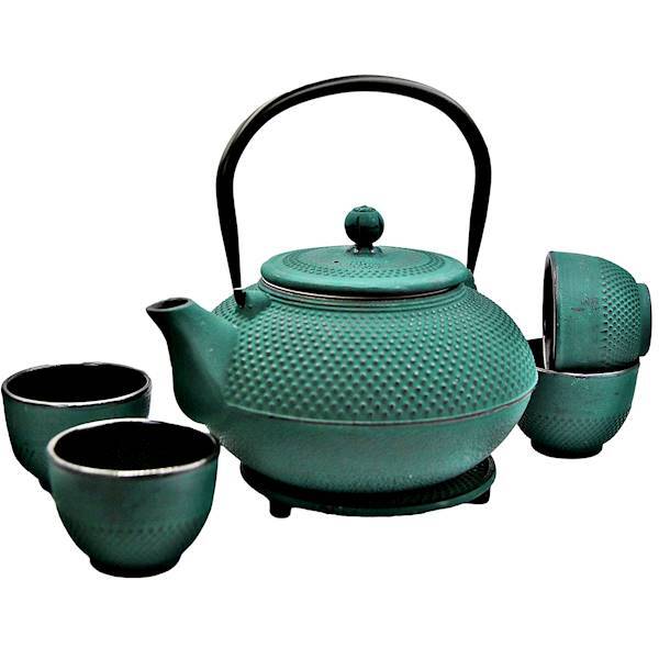 Awaji żeliwny zestaw do herbaty na cztery osoby zielony
