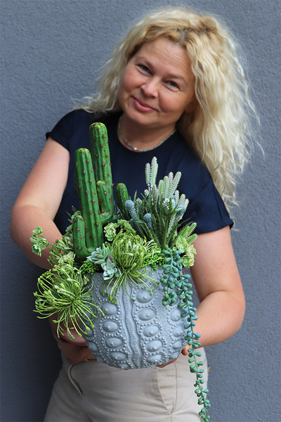 Zielona Redlena Cacti, sukulenty w donicy