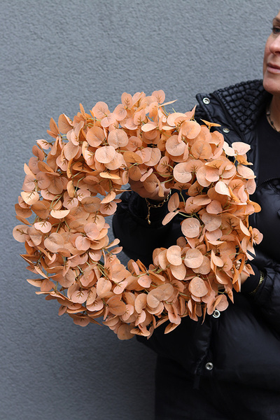 Eucalipto Orange, stylowy bordowy wianek na drzwi