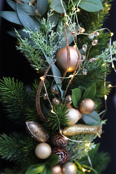 komplet dekoracji świątecznych, Złota Kraina, girlanda + wianek 