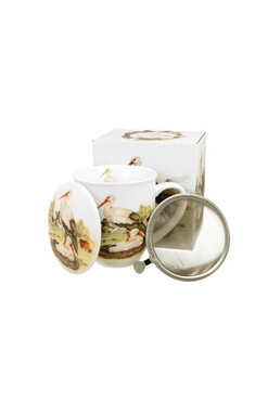 Bociany, porcelanowy kubek z zaparzaczem, poj.400ml