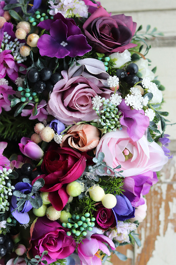 Berona, fioletowy wianek z jagodami, śr.32cm