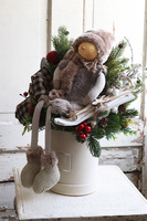 flowerbox zimowy z laleczką, Na Narty, wym. 48x37cm