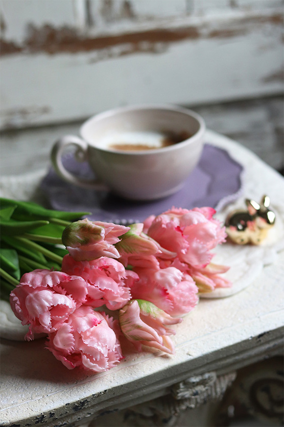 bukiet gumowych tulipanów, Novelty Pink, 5szt. dł.46cm