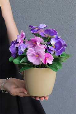 Bratki Domowe, sztuczne bratki w naczyniu, wys.22cm 