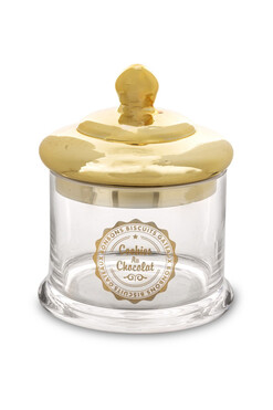 Cookies & Chocolate, bomboniera z pokrywką, złota, wym.16x13cm