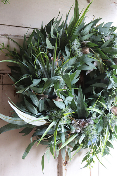 Boho Gretra, zielony wianek z eukaliptusem, śr.45cm