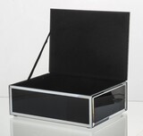 Feather Black B, szklane puzderko / szkatułka na drobiazgi, wym.6x16x12cm
