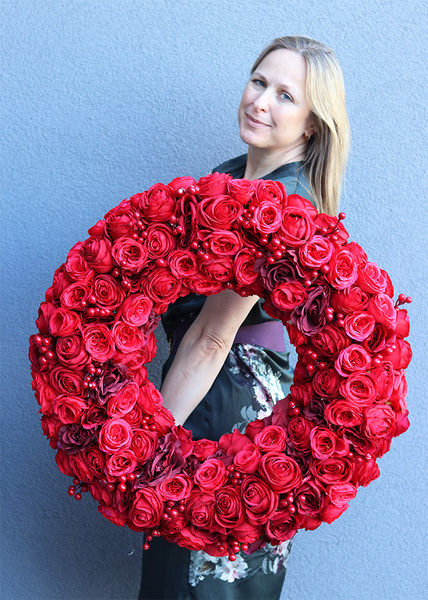 bardzo duży wianek, Czerwień Kwiatowa, śr.74cm