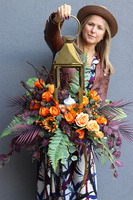 Angelo Garden Jesienny 2, lampion nagrobny z kwiatami