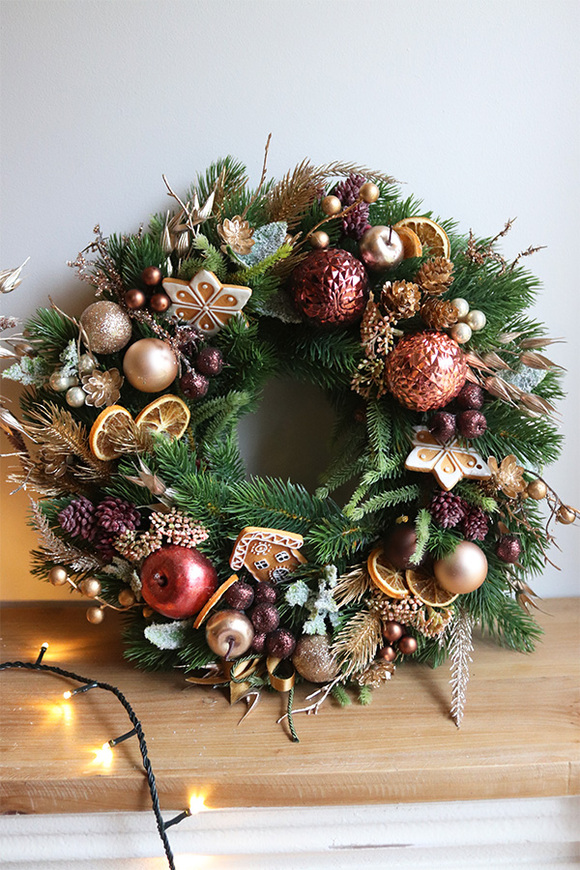 Miedziane Święta Small, wianek świąteczny