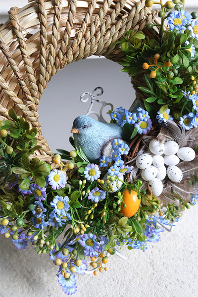 Blue Bird Spring 2, wiosenny wianek dekoracyjny z ptaszkiem