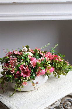 Cottage Pink Time, stroik wielkanocny z barankiem, wym.17x34x18cm