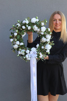 Komunia Święta, wianek z białymi kwiatami, śr.42cm