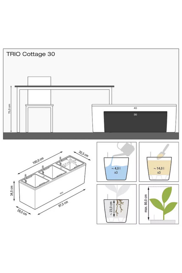 Trio Cottage, donica z nawadnianiem	