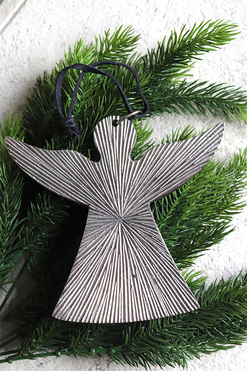 X-Mas, zawieszka srebrny anioł A, wym.14x13cm