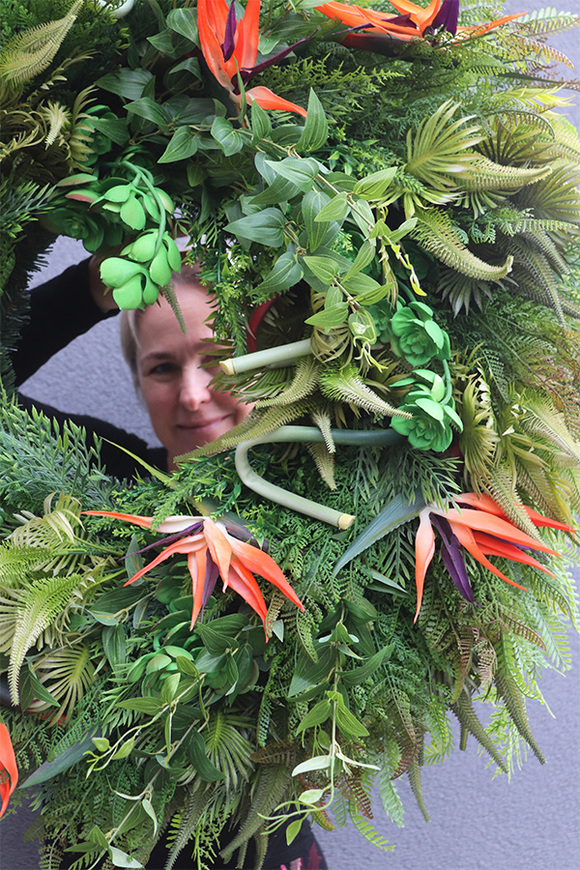 Strelicja Królewska Jungle, zielony wianek dekoracyjny	