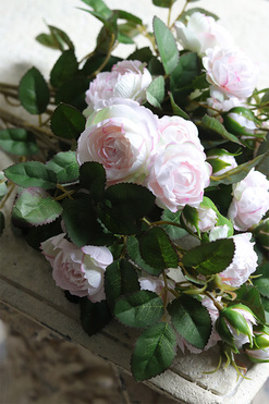 Róża Natural Angel, gałązka sztucznej róży, 5szt, dł.53cm