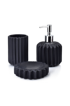 Fiesta Black, ceramiczny zestaw łazienkowy, 3 elementy 380ml