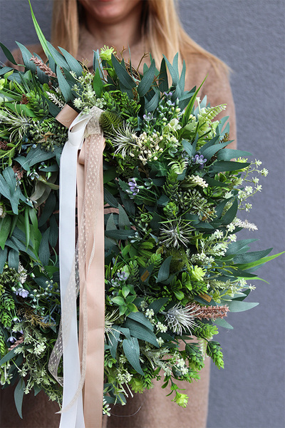 Boho Gretra Big 2, zielony wianek z eukaliptusem