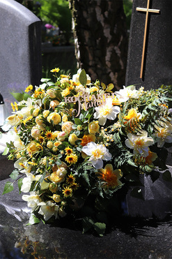 Złote Serce, wiązanka nagrobna serce z dedykacją, dł.75cm