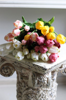 April, bukiet tulipanów silikonowych Biały z domieszką Zieleni