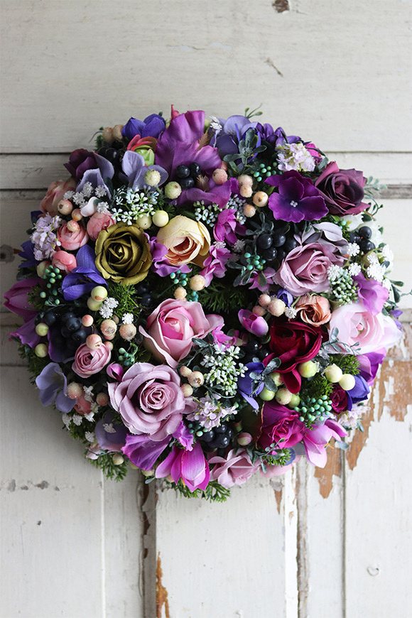 Berona, fioletowy wianek z jagodami, śr.32cm